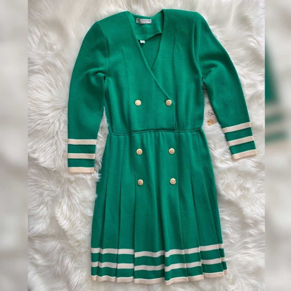 RARE Green St. John vintage long sleeve dress